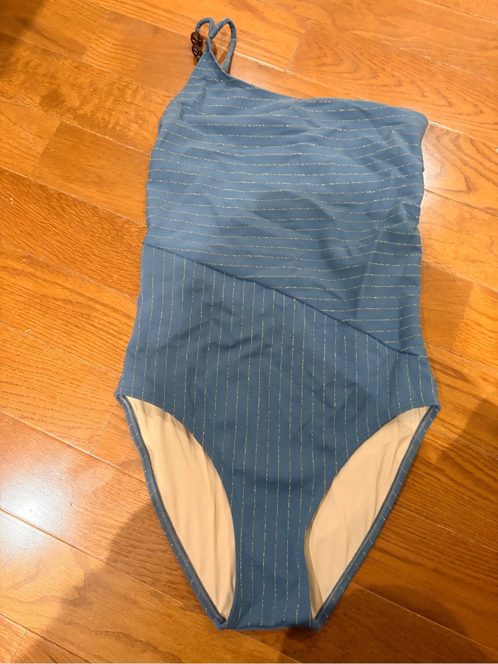 Girls One-Piece Swimsuit in Blue with Shimmer Stripes